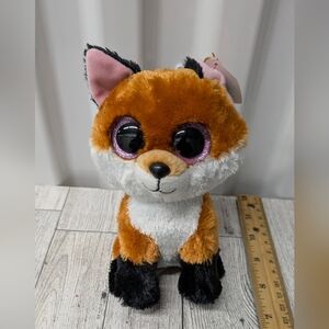 Ty Slick Stuffed Animal Fox - Orange, White, Black